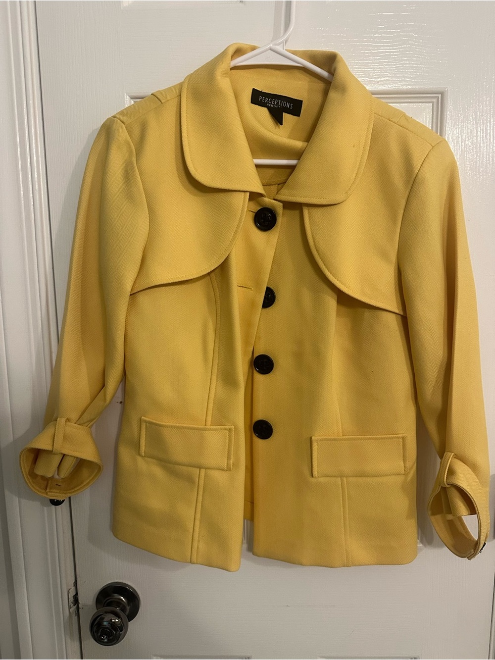 Perceptions Yellow Button-Front Jacket Size 6